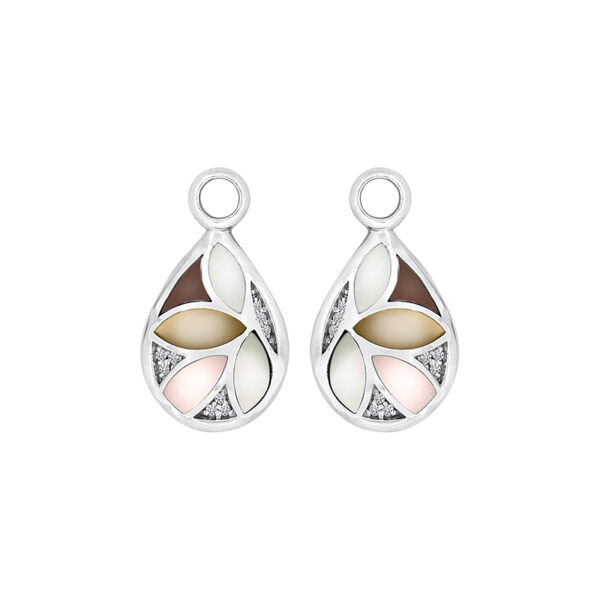 MY iMenso Creoli pair of pendant "Sea Leafs Yellow&Olive MOP shell mosaic" (925/rhod-plated)-0