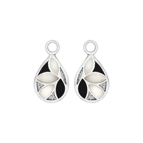 MY iMenso Creoli pair of pendant "Sea Leafs Black&White MOP shell mosaic" (925/rhod-plated)-0