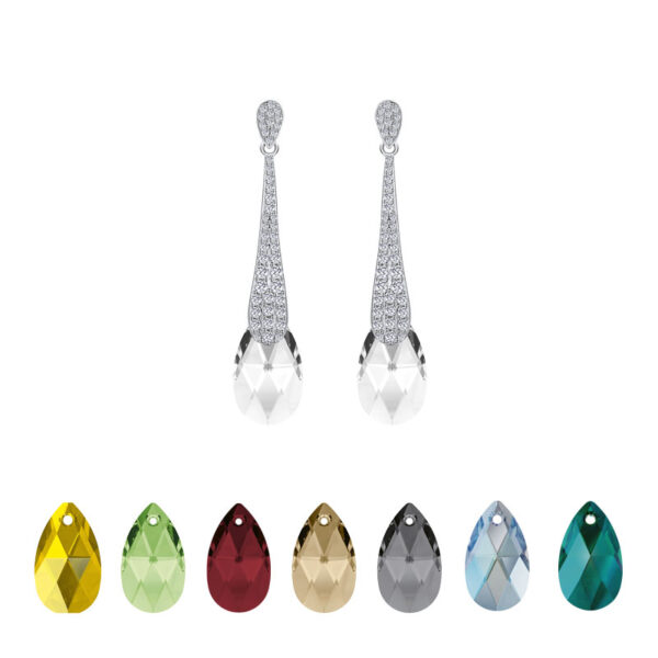 MY iMenso Creoli Pera Sphérique earrings "Crystal" 16mm (925/rhod-plated)(choose your colour)-0